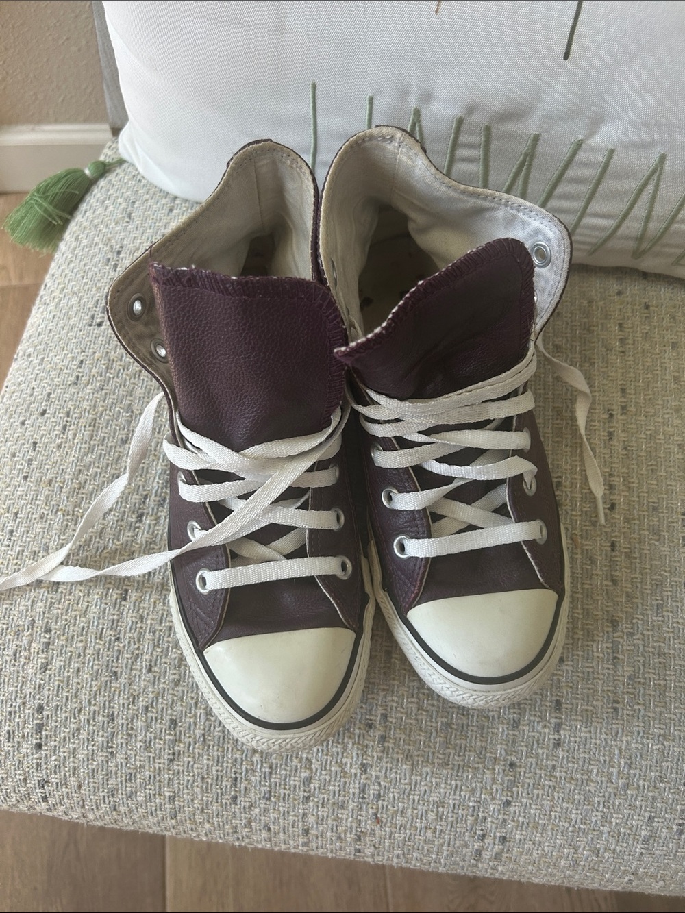 Kids Burgundy High-Top Sneakers with White Accents